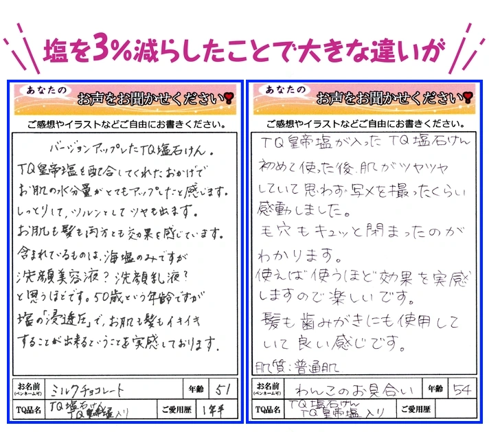 TQ塩石けんビフォーアフター