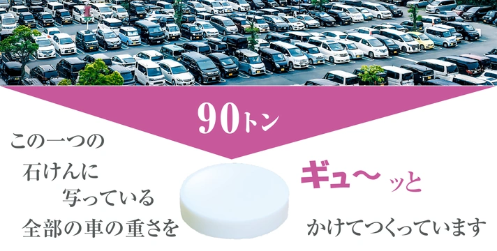 車９０トンと同じ重さで製造TQ塩石けん皇帝塩入り